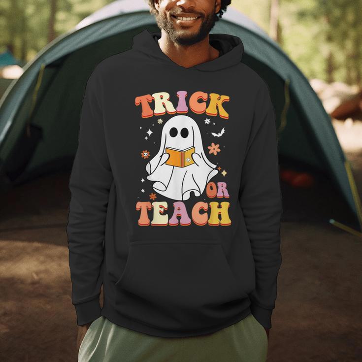 Retro Vintage Groovy Trick Or Teach Teacher Halloween For Men Women Kids Men Hoodie, novelty gifts, funny gifts