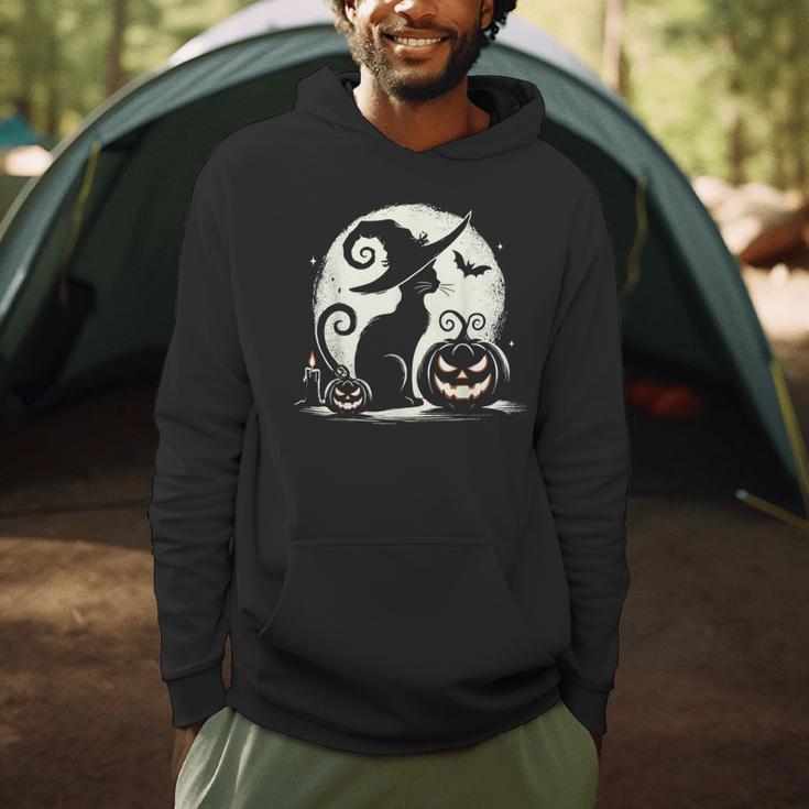 Scary Halloween Cat Costume Retro Cat Moon For Men Women Kids Men Hoodie, novelty gifts, funny gifts