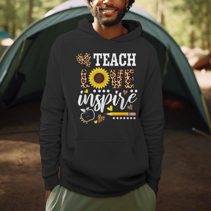 TEACH LOVE INSPIRE Teacher Sunflower Appreciation Men Hoodie, novelty gifts, funny gifts TEACH LOVE INSPIRE Teacher Sunflower Appreciation Men Hoodie, novelty gifts, funny gifts