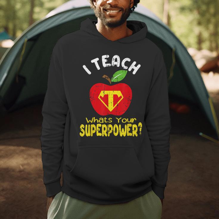 I Teach What's Your Superpower Superhero Teacher Men Hoodie, novelty gifts, funny gifts