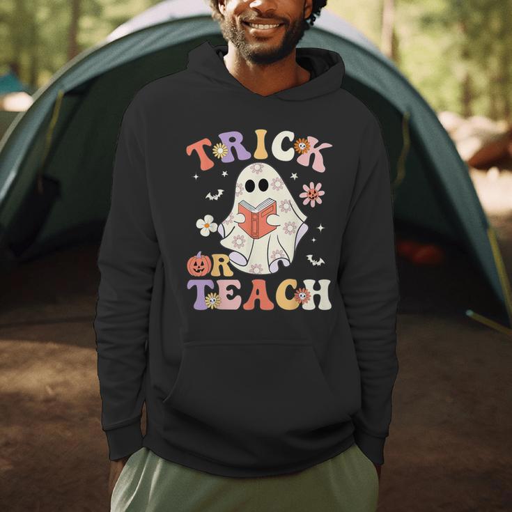 Teacher Halloween Trick Or Teach Floral Ghost Men Hoodie, novelty gifts, funny gifts