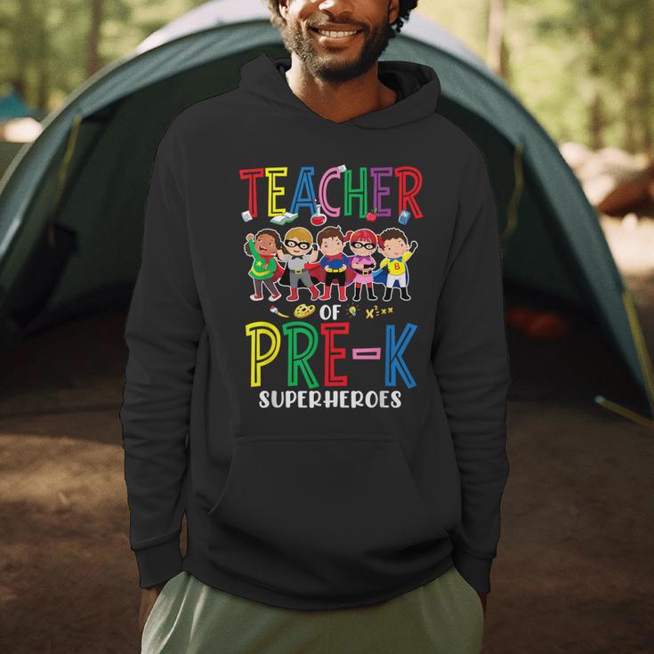 Teacher Of Pre K Superheroes Teacher New School Year Men Women Men Hoodie, novelty gifts, funny gifts