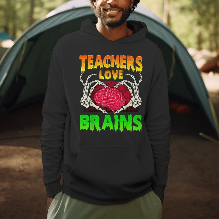 Teacher Teachers Love Brains Skeleton Hand Heart Halloween Men Hoodie, novelty gifts, funny gifts