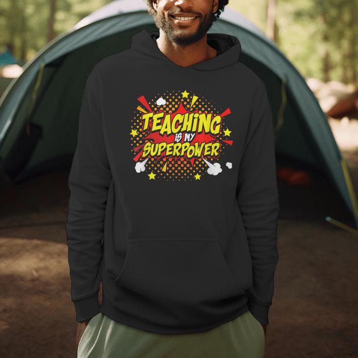 Teaching Is My Superpower Retro Comic Teacher Men Hoodie, novelty gifts, funny gifts