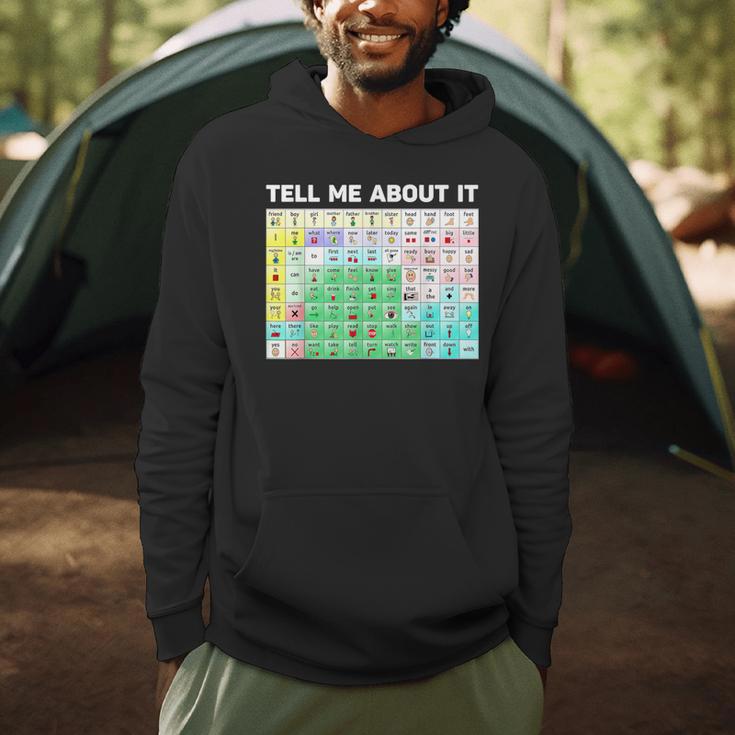 Tell Me About It Speech Language Pathology AAC Sped Teacher Men Hoodie, novelty gifts, funny gifts