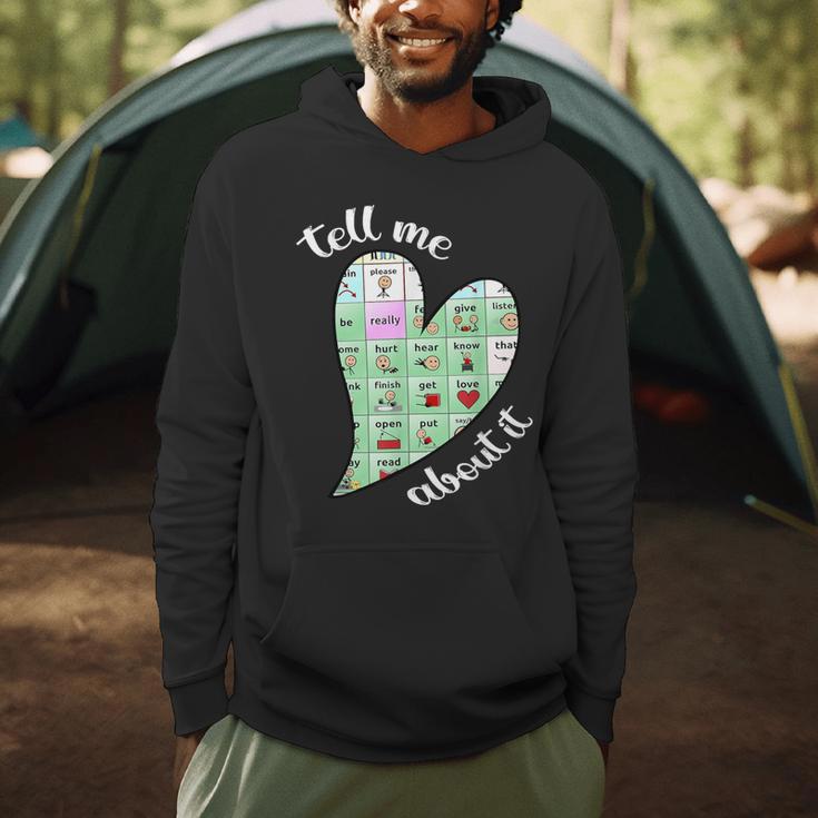 Tell Me About It Speech Pathology Aac Sped Teacher Men Hoodie, novelty gifts, funny gifts