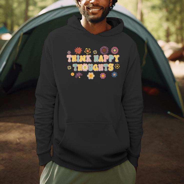 Think Happy Thoughts Teens Spring Positive Message Teachers For Men Women Girls Kids Men Hoodie, novelty gifts, funny gifts