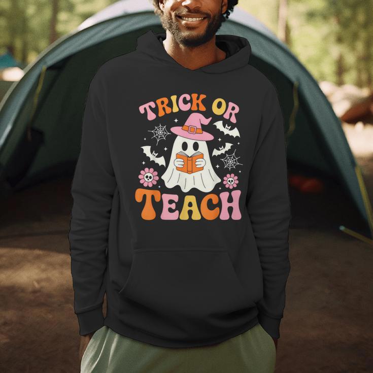 Trick Or Teach Cute Floral Ghost Teacher Halloween Costume Men Hoodie, novelty gifts, funny gifts