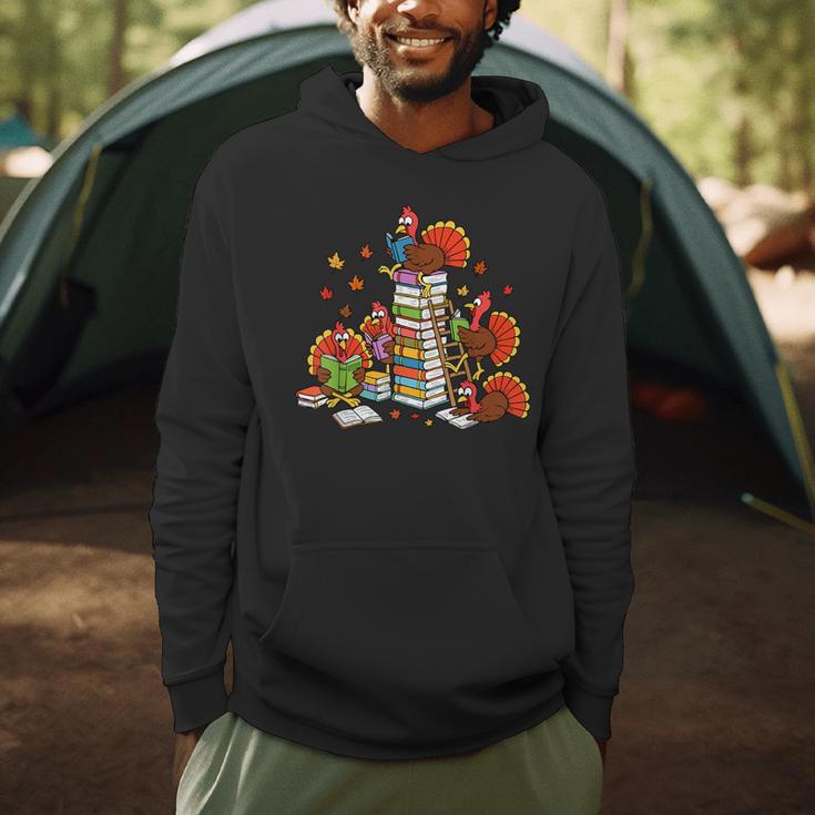 Turkey Reading Books Fall Thanksgiving Teacher Librarian Men Hoodie, novelty gifts, funny gifts Turkey Reading Books Fall Thanksgiving Teacher Librarian Men Hoodie, novelty gifts, funny gifts