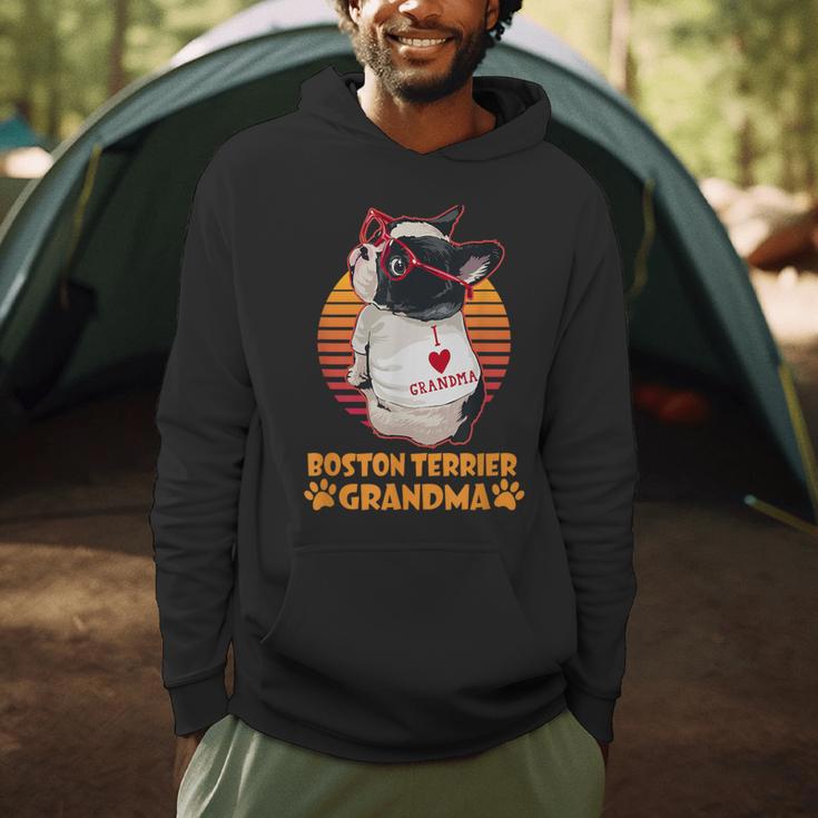 Vintage Boston Terrier Grandma Wear Sunglasses Dog Lover Men Women Girls Kids Men Hoodie, novelty gifts, funny gifts