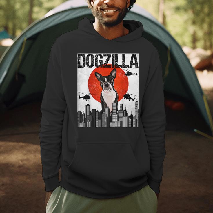 Vintage Japanese Dogzilla Boston Terrier Men Hoodie, novelty gifts, funny gifts