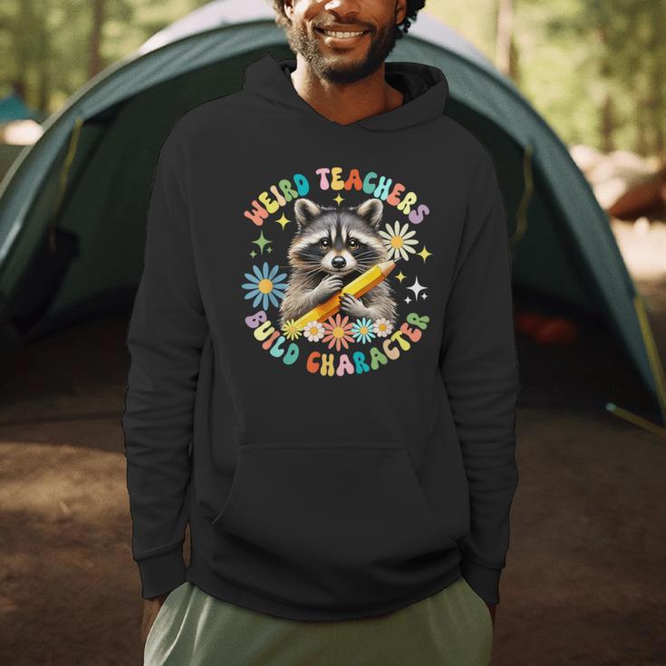 Weird Teachers Build Character Raccoon Colourful Floral Men Hoodie, novelty gifts, funny gifts