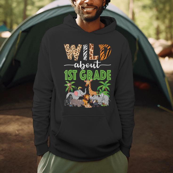 Wild About 1st Grade Teacher Student First Grade Zoo Safari Men Hoodie, novelty gifts, funny gifts