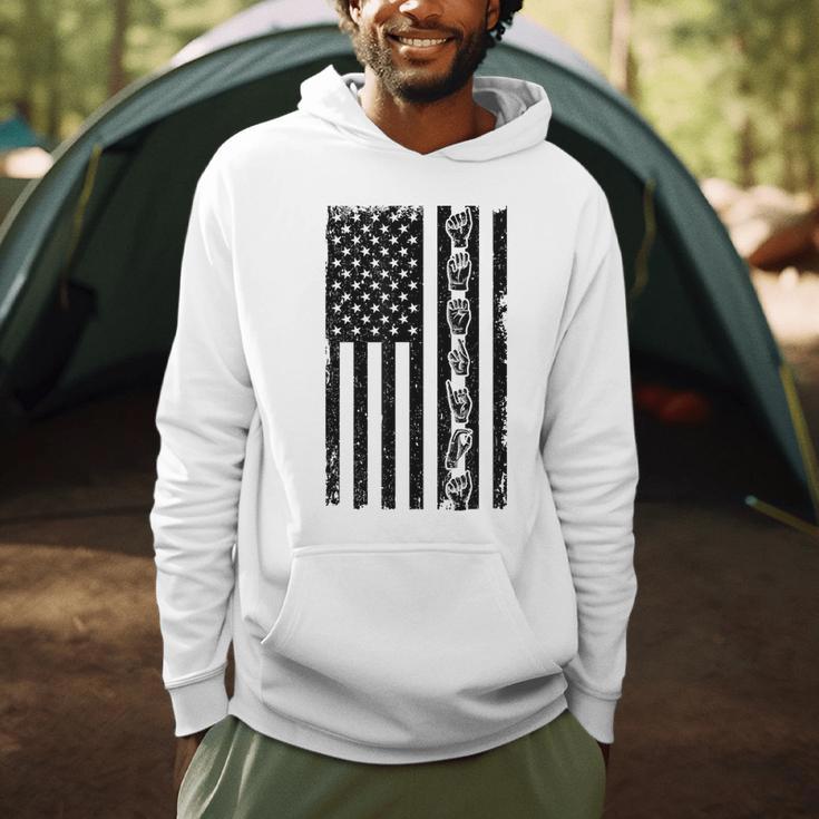 ASL Flag Sign Language Deaf ASL Teacher For Men Women Men Hoodie, novelty gifts, funny gifts