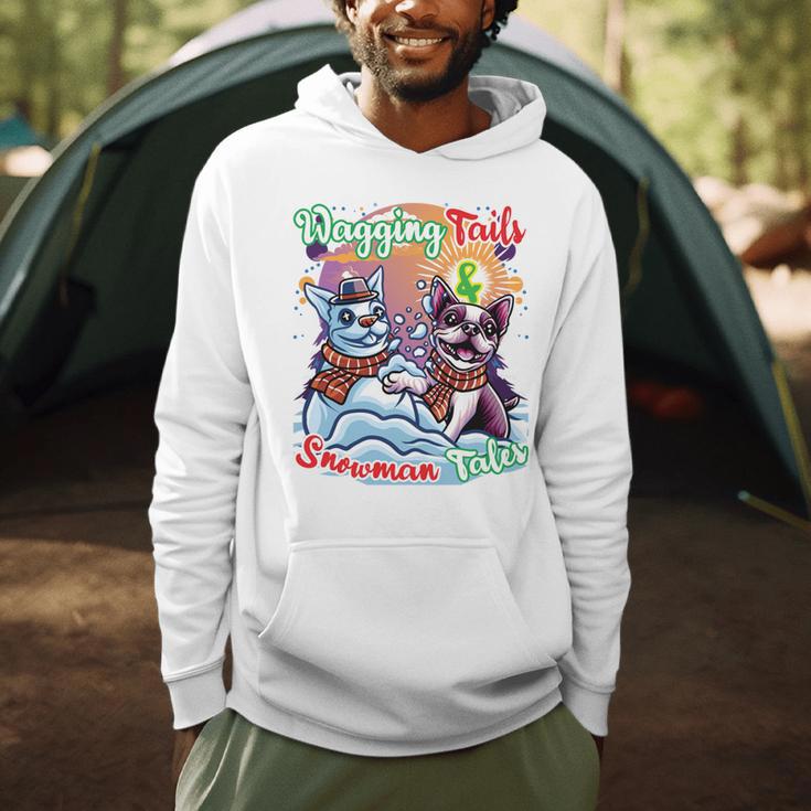 Boston Terrier Dog Christmas Snowman Winter Snow Men Hoodie, novelty gifts, funny gifts