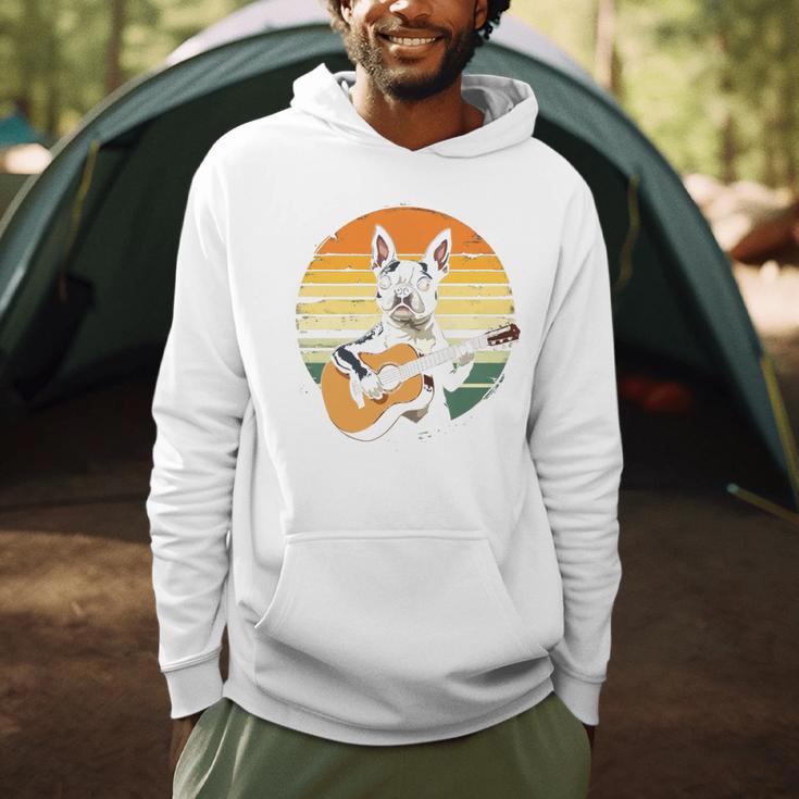 Boston Terrier Guitar Retro Men Hoodie, novelty gifts, funny gifts