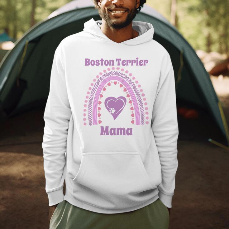 Boston Terrier Mama Cute Rainbow Paw Heart Shape Men Hoodie, novelty gifts, funny gifts