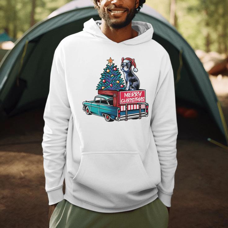 Boston Terrier Merry Christmas Tree Truck Santa Dog X-Mas Men Hoodie, novelty gifts, funny gifts