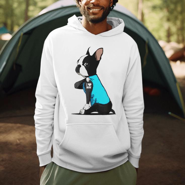 Boston Terrier Tattoos I Love Mom Men Hoodie, novelty gifts, funny gifts