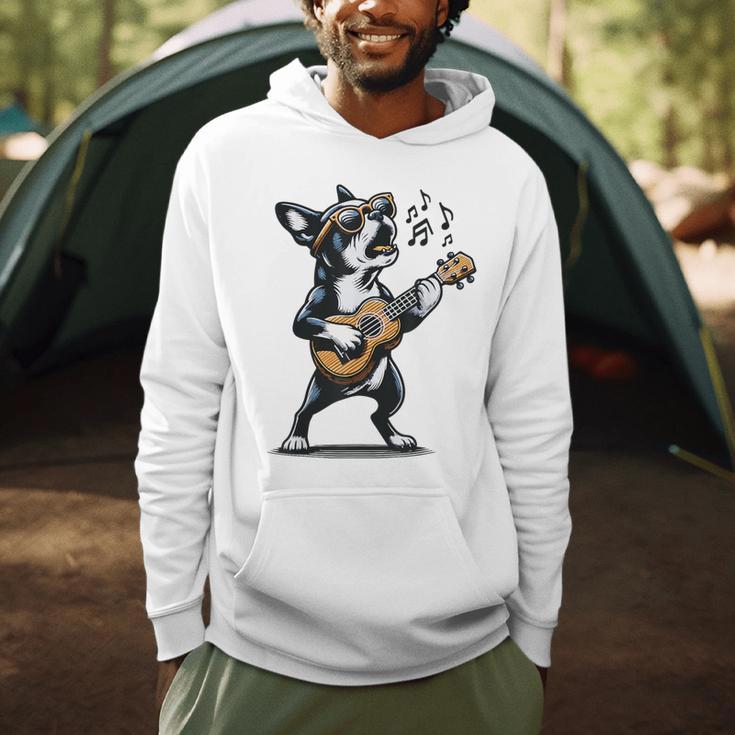 Dog Playing Guitar Singing Boston Terrier For Men Women Girls Kids Men Hoodie, novelty gifts, funny gifts