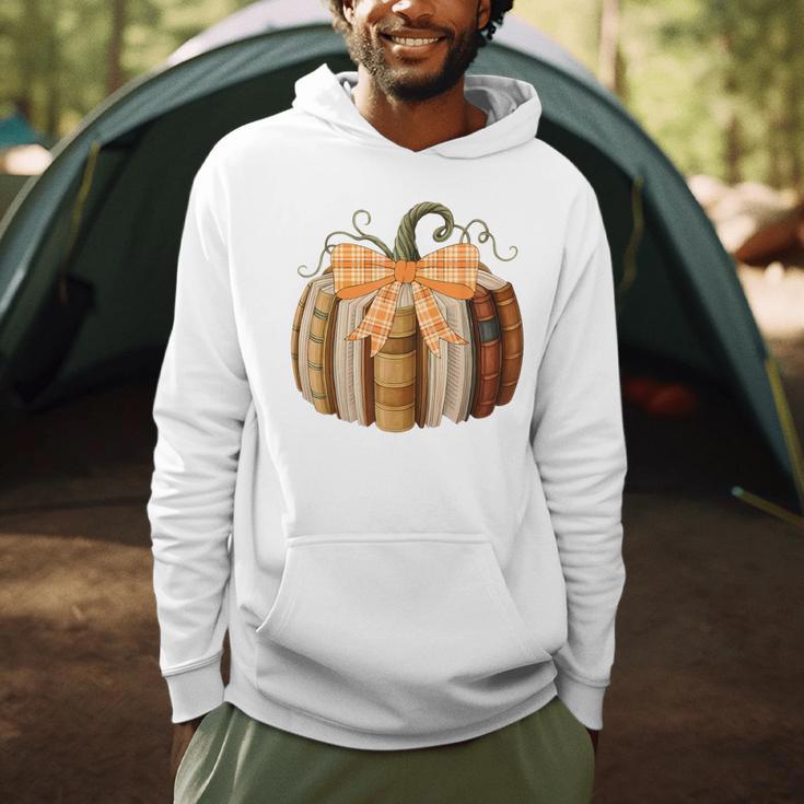Fall Book Pumpkin Halloween Teacher Librarian Thanksgiving Men Hoodie, novelty gifts, funny gifts