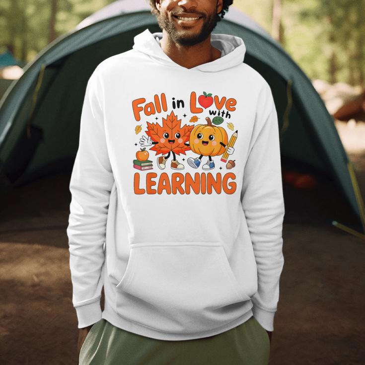 Fall In Love With Learning Thanksgiving Teacher Student Kids Men Hoodie, novelty gifts, funny gifts