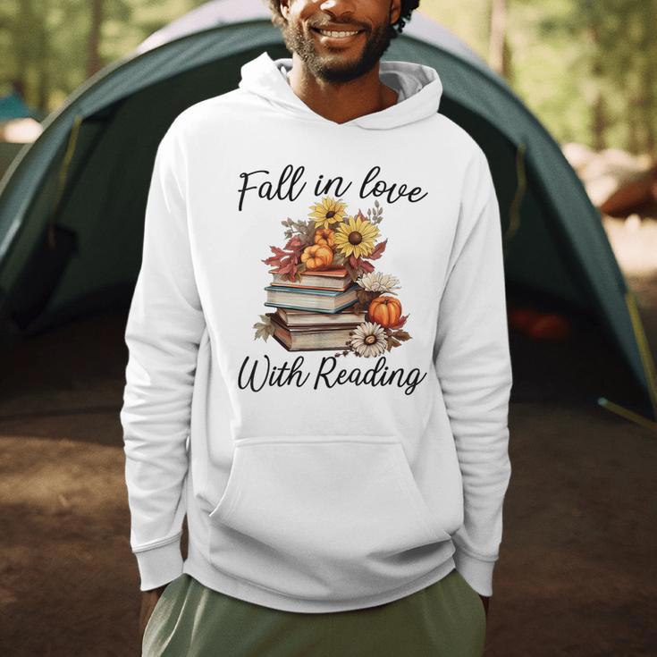 Fall In Love With Reading Book Autumn Teachers Pumpkins Men Hoodie, novelty gifts, funny gifts