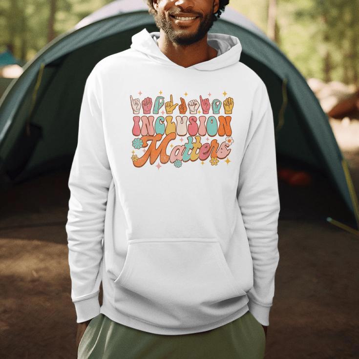 Inclusion Matters Groovy American Sign Language ASL Teacher For Men Women Men Hoodie, novelty gifts, funny gifts
