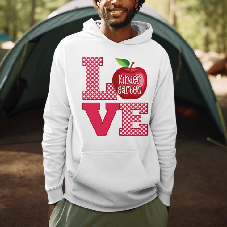 Love Kindergarten Cute Apple School Teacher Men Hoodie, novelty gifts, funny gifts