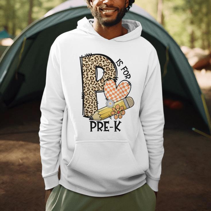 P Is For Pre K Teacher Leopard First Day Of School For Men Women Girls Kids Men Hoodie, novelty gifts, funny gifts