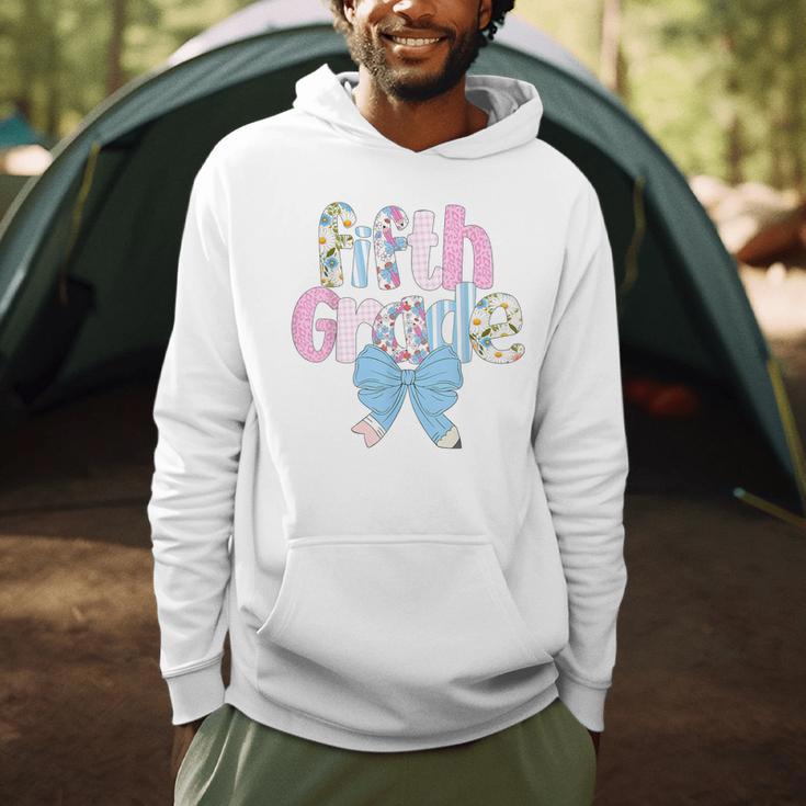 Preppy Fifth Grade Teacher Blue Floral Coquette Pencil Bow Men Hoodie, novelty gifts, funny gifts Preppy Fifth Grade Teacher Blue Floral Coquette Pencil Bow Men Hoodie, novelty gifts, funny gifts