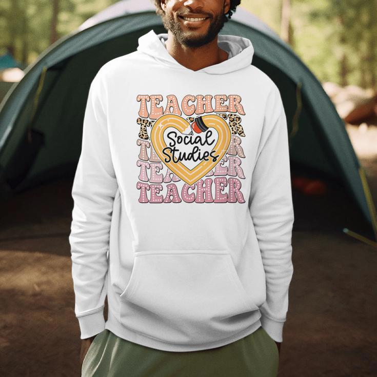 Social Studies Teacher Pencil Heart Leopard Back To School Men Hoodie, novelty gifts, funny gifts