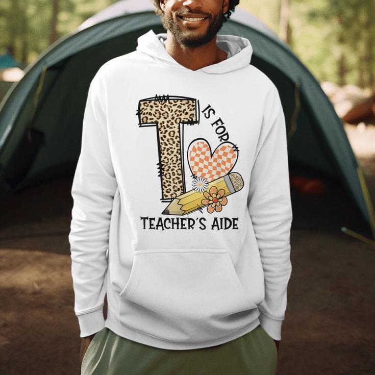 T Is For Teacher’s Aide Back To First Day Of School Leopard Men Women Girls Kids Men Hoodie, novelty gifts, funny gifts
