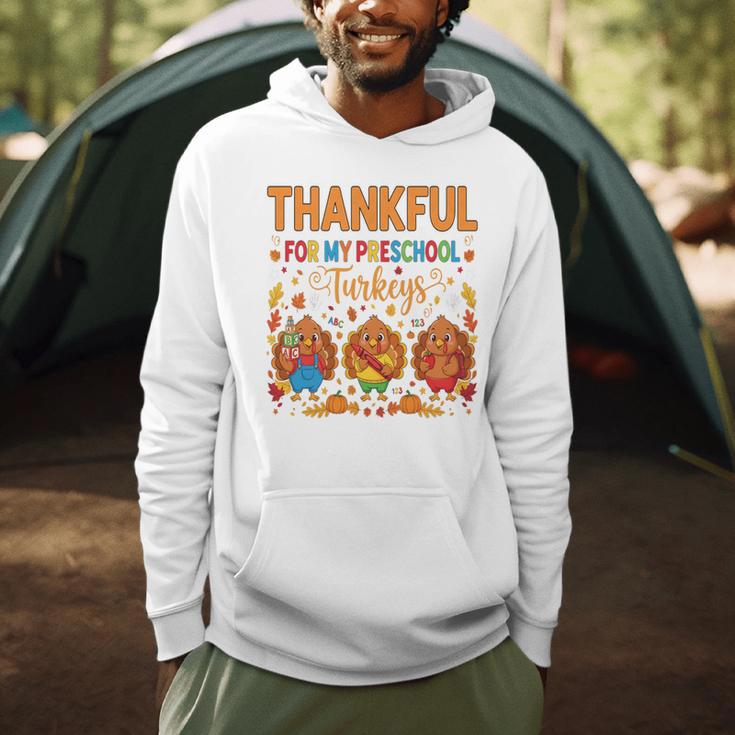 Teach Thanksgiving Teacher Thankful For My Preschool Turkeys Men Hoodie, novelty gifts, funny gifts