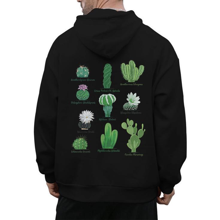 10 Types Of Cactus Succulent Teacher Chart Cactus Lover Tee Men's Hoodie Back Print