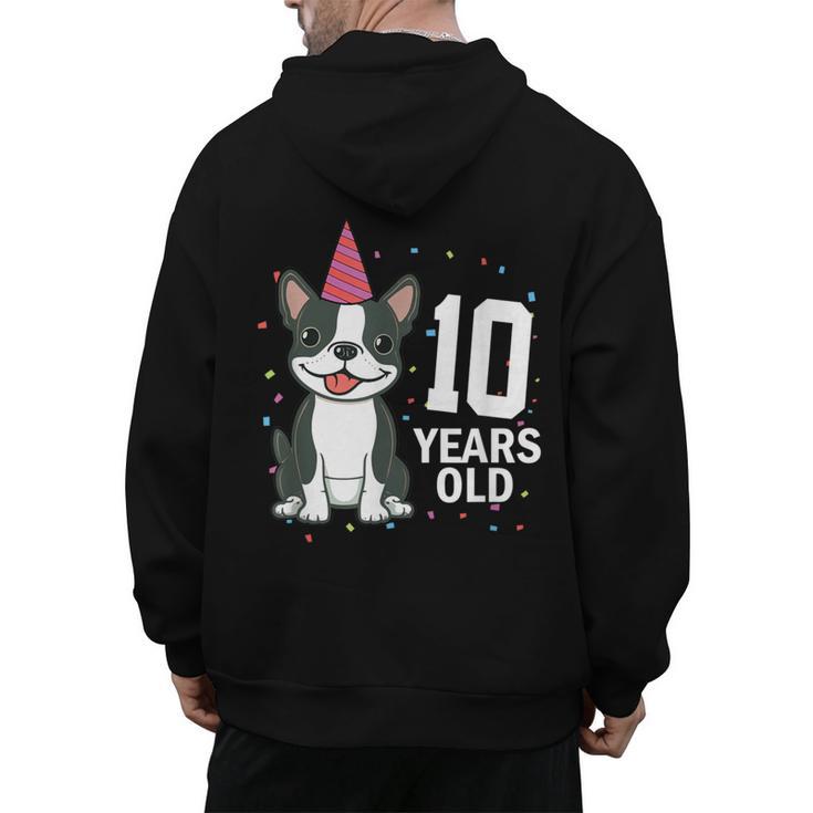 10 Years Old Birthday Boston Terrier Dog Lover 10th Party For Men Women Kids Men's Hoodie Back Print