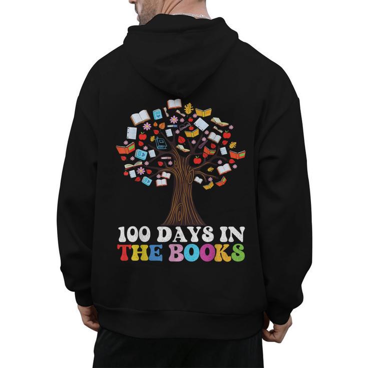 100 Days In The Books Reading Teacher 100th Day Of School Men's Hoodie Back Print