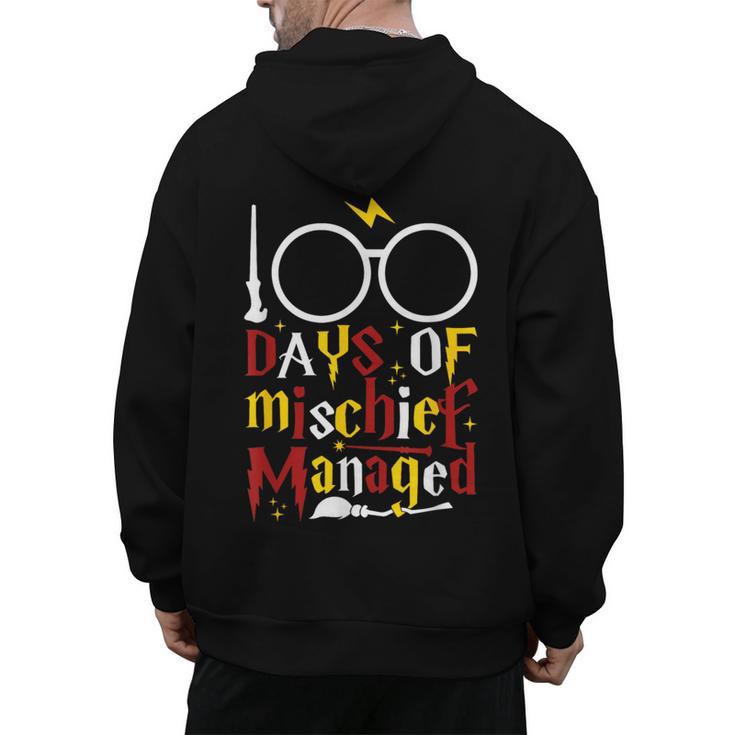 100 Days Of Mischief Managed Teacher Kid 100th Day Of School Men's Hoodie Back Print