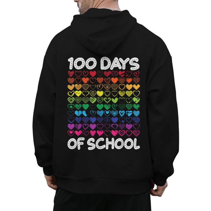 100 Days Of School Heart Love Teacher Or Student 100th Day Men's Hoodie Back Print