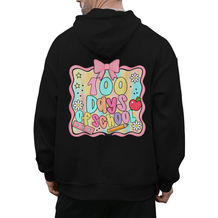 100 Days Of School Preppy 100th Day Of School Teacher Kids Men's Hoodie Back Print