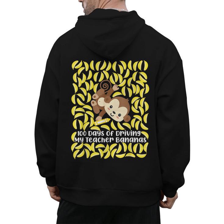 100th Day Of School Teacher Monkey Pun Banana For Men Women Girls Kids Men's Hoodie Back Print