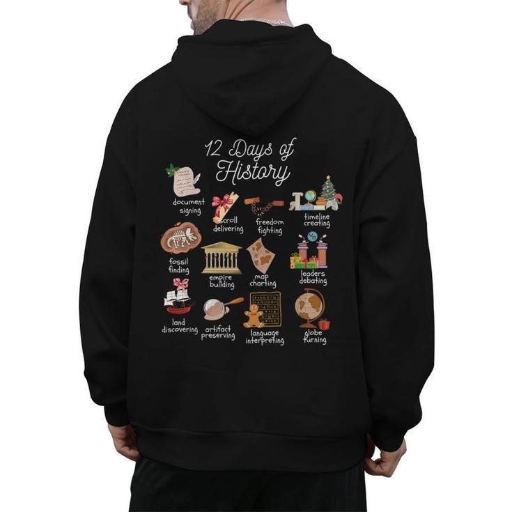 12 Day Of History Teacher Christmas Social Studies Student Men's Hoodie Back Print