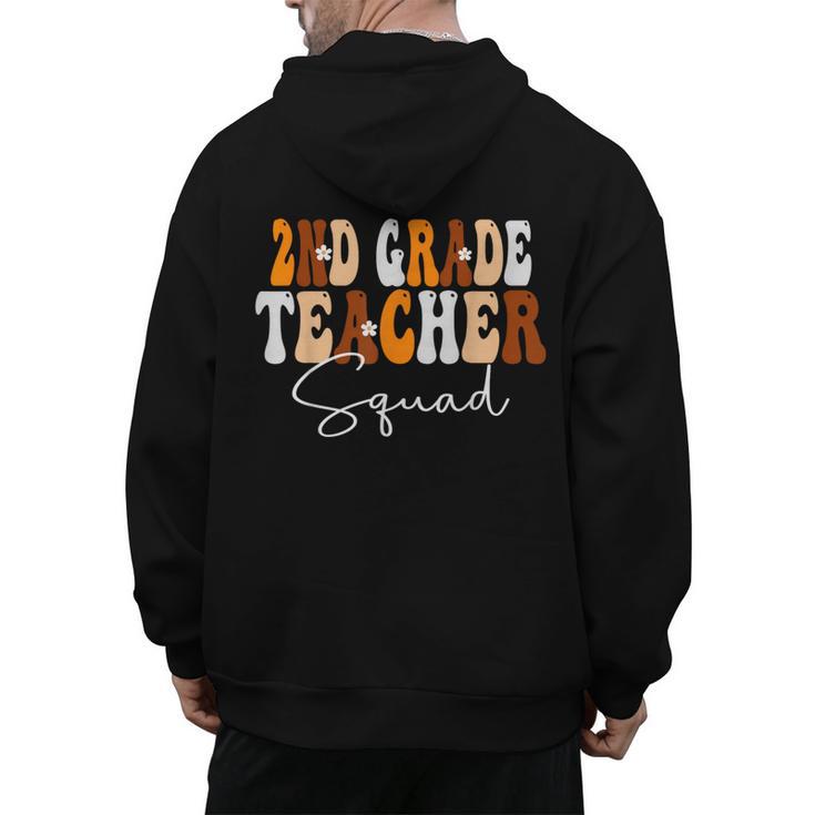 2nd Grade Teacher Squad Cute Women Groovy Fall Autumn Lovers Men's Hoodie Back Print