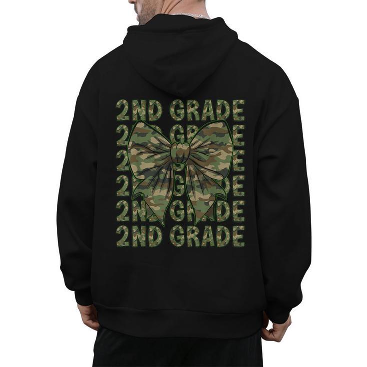 2nd Grade Teacher Student Camo Bow Back To School Men's Hoodie Back Print