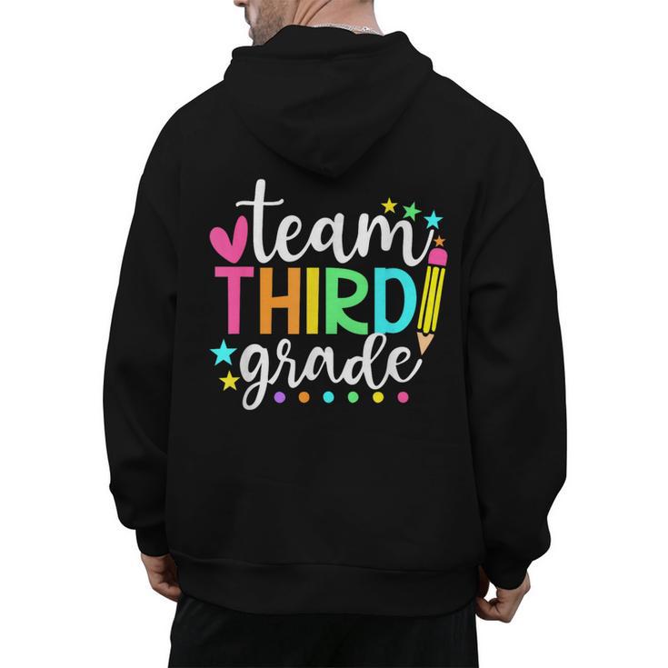 3rd Grade Team Pencil Teacher Student Back To School Girls Men's Hoodie Back Print
