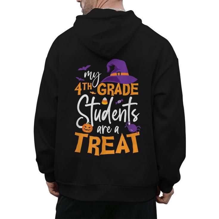 My 4th Grade Students Are a Treat Teacher Halloween Witch For Men Women Kids Men's Hoodie Back Print