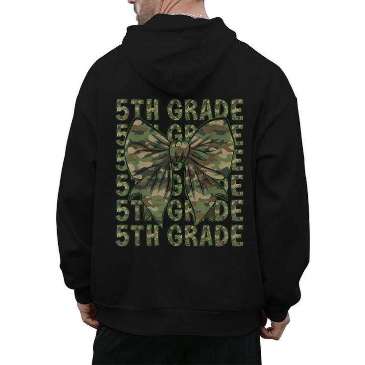 5th Grade Teacher Student Camo Bow Back To School Men's Hoodie Back Print