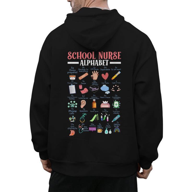 ABC School Nurse Alphabet Student Teacher Health Worker Men's Hoodie Back Print