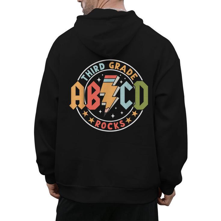 ABCD 3rd Grade Rocks Pencil Lightning Teachers Rock Boys Men's Hoodie Back Print