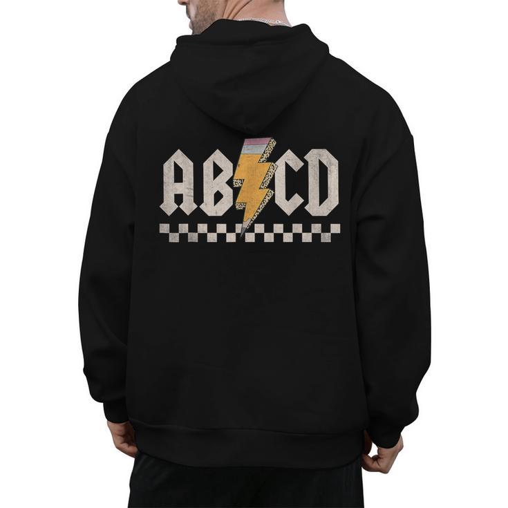 ABCD Back In Class First Day Back To School Teacher Student Men's Hoodie Back Print